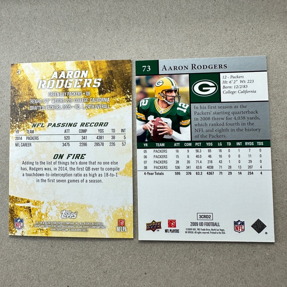 (7) Aaron Rodgers Packers cards w/ Clay Matthews and Jordy Nelson lot of 12 - Picture 3 of 15